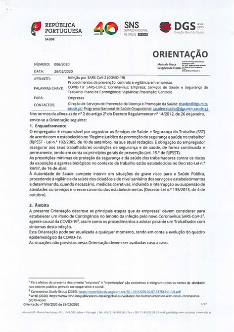 COVID 19 Procedimentos De Prevencao Controlo E Vigilancia Em Empresas